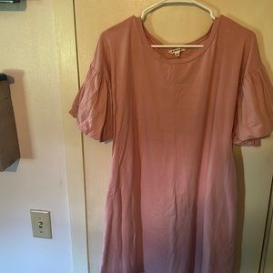 Pink, puff sleeve dress